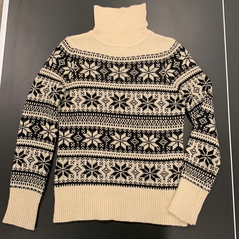 Garnet Hill vintage turtleneck sweater Black and Cream, Size XS, EUC Classic🖤❄️